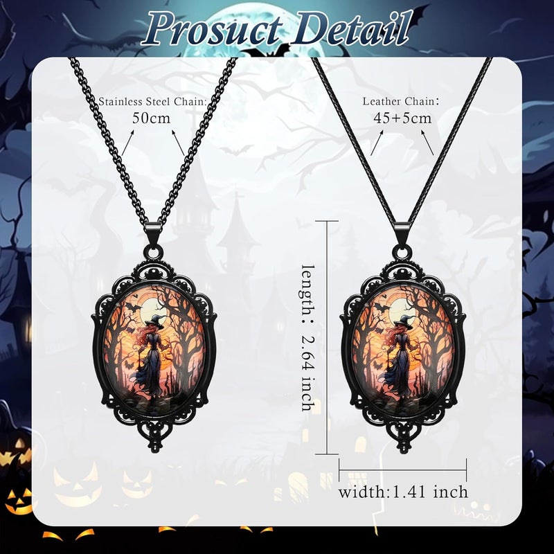 DAYANEY Gothic Necklace, Witch Raven Locket Necklace as Goth Accessories for Witch Costume Jewelry for Women, Bat Pendant Rose Vampire Jewelry as Valentines Outfit Party Gifts - Image 5
